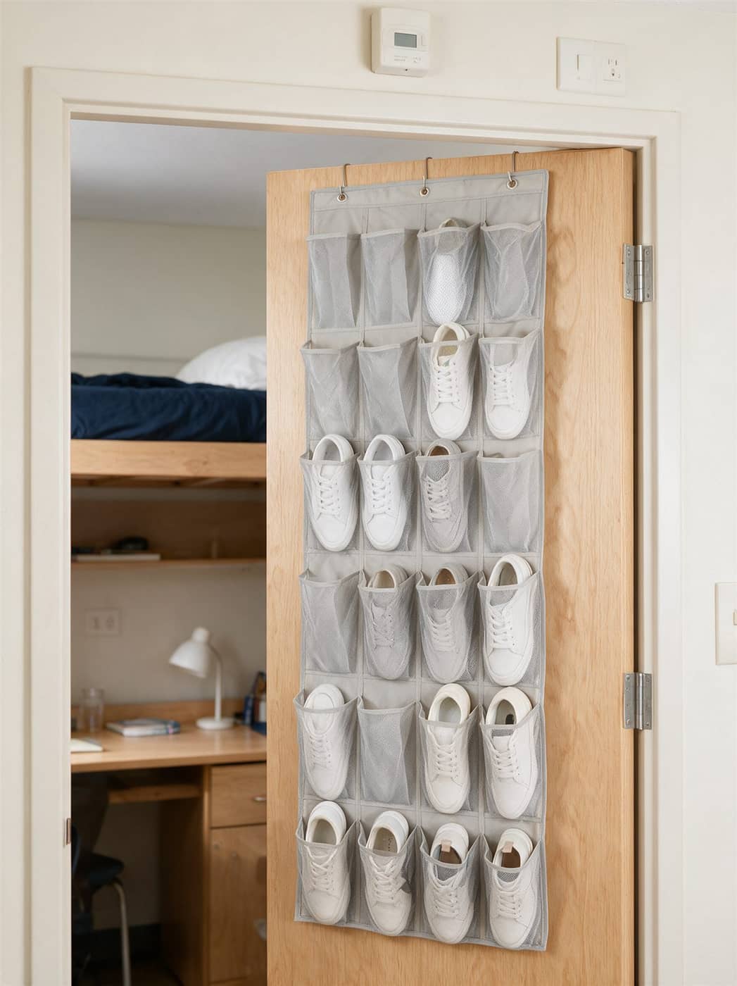 Bamboo drawer organizer with kitchen tools