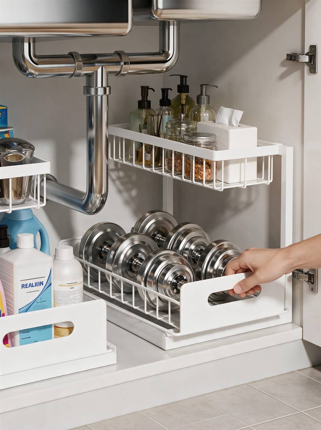 Pull-out under-sink organizer basket