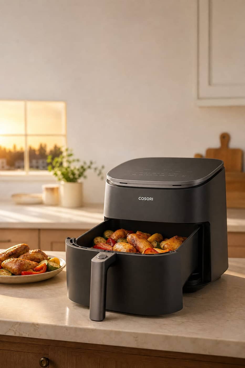 COSORI TurboBlaze with cooked food in the basket