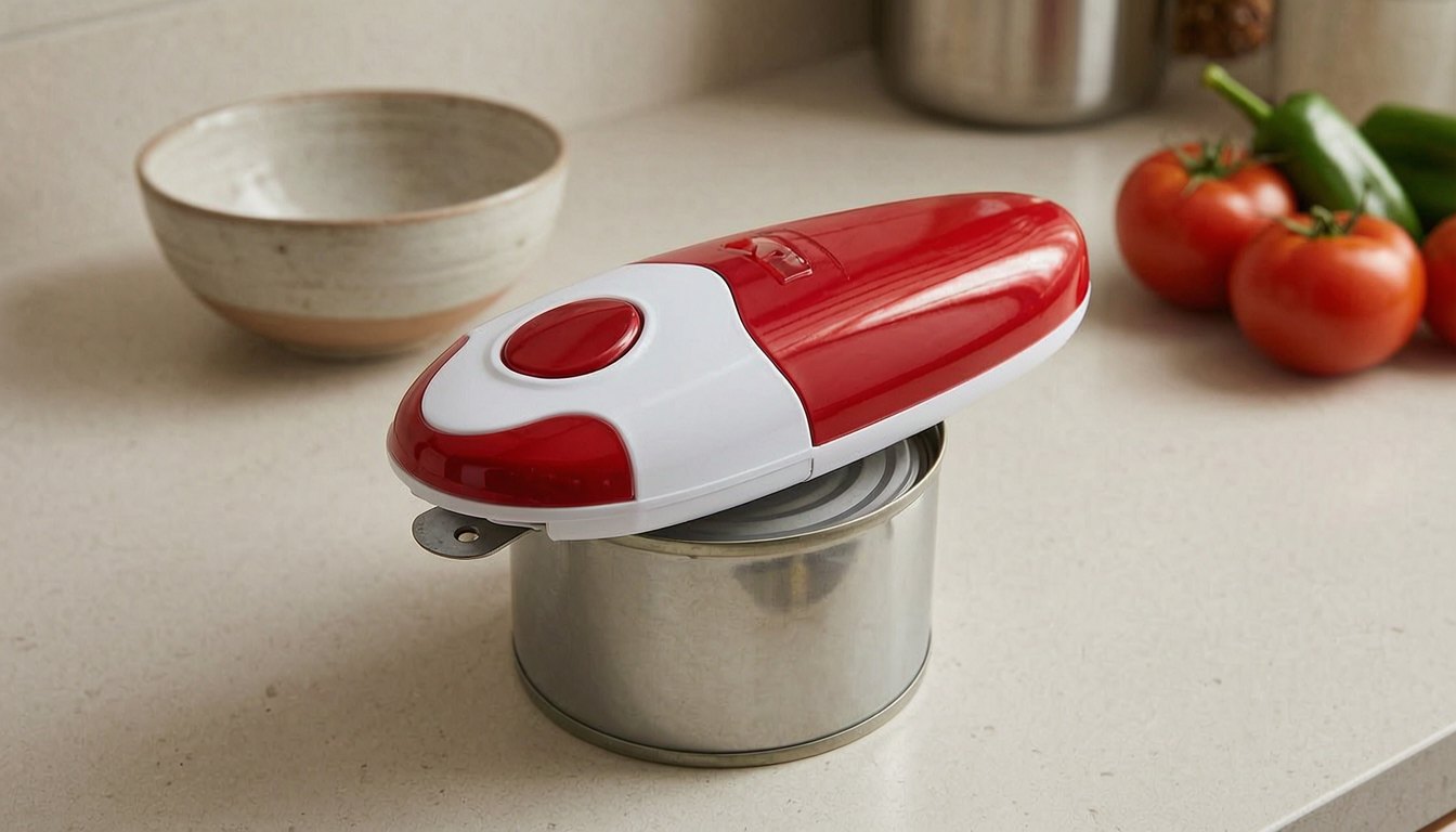 Kitchen Mama electric can opener on a kitchen counter