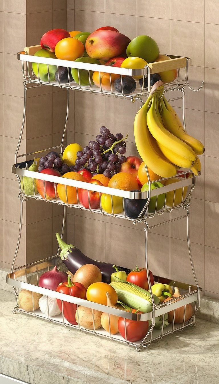 Sevenblue fruit basket vertical kitchen scene