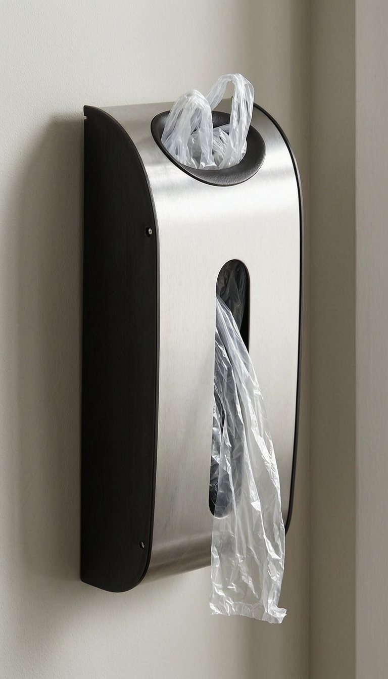 simplehuman Wall Mount Grocery Bag Dispenser vertical use scene