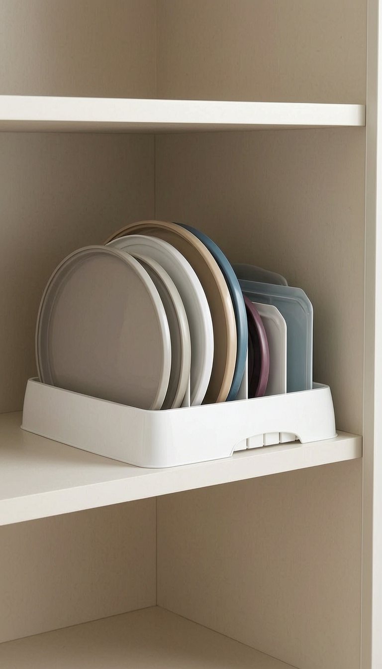 YouCopia StoraLid Lid Organizer vertical use scene