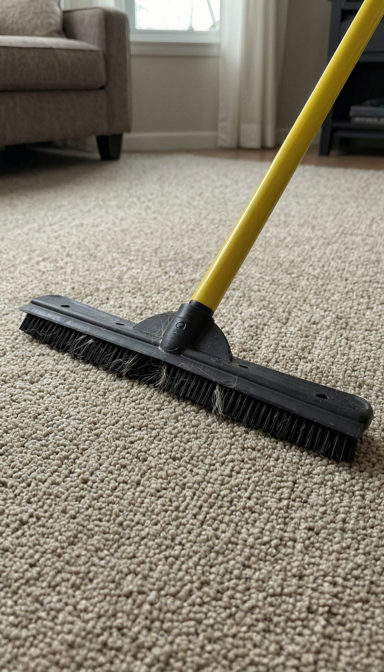 FURemover Original Pet Hair Rubber Broom vertical use scene