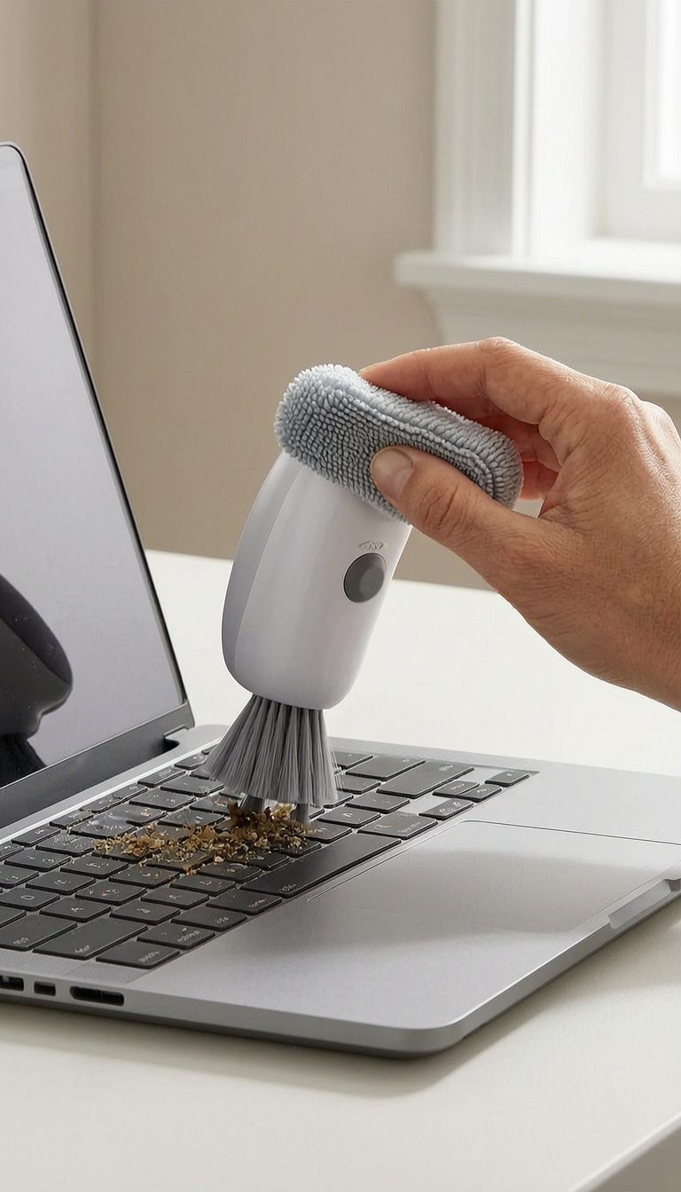 OXO Good Grips Sweep & Swipe Laptop Cleaner vertical use scene